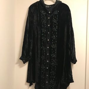 Black velvet hooded coat/cloak